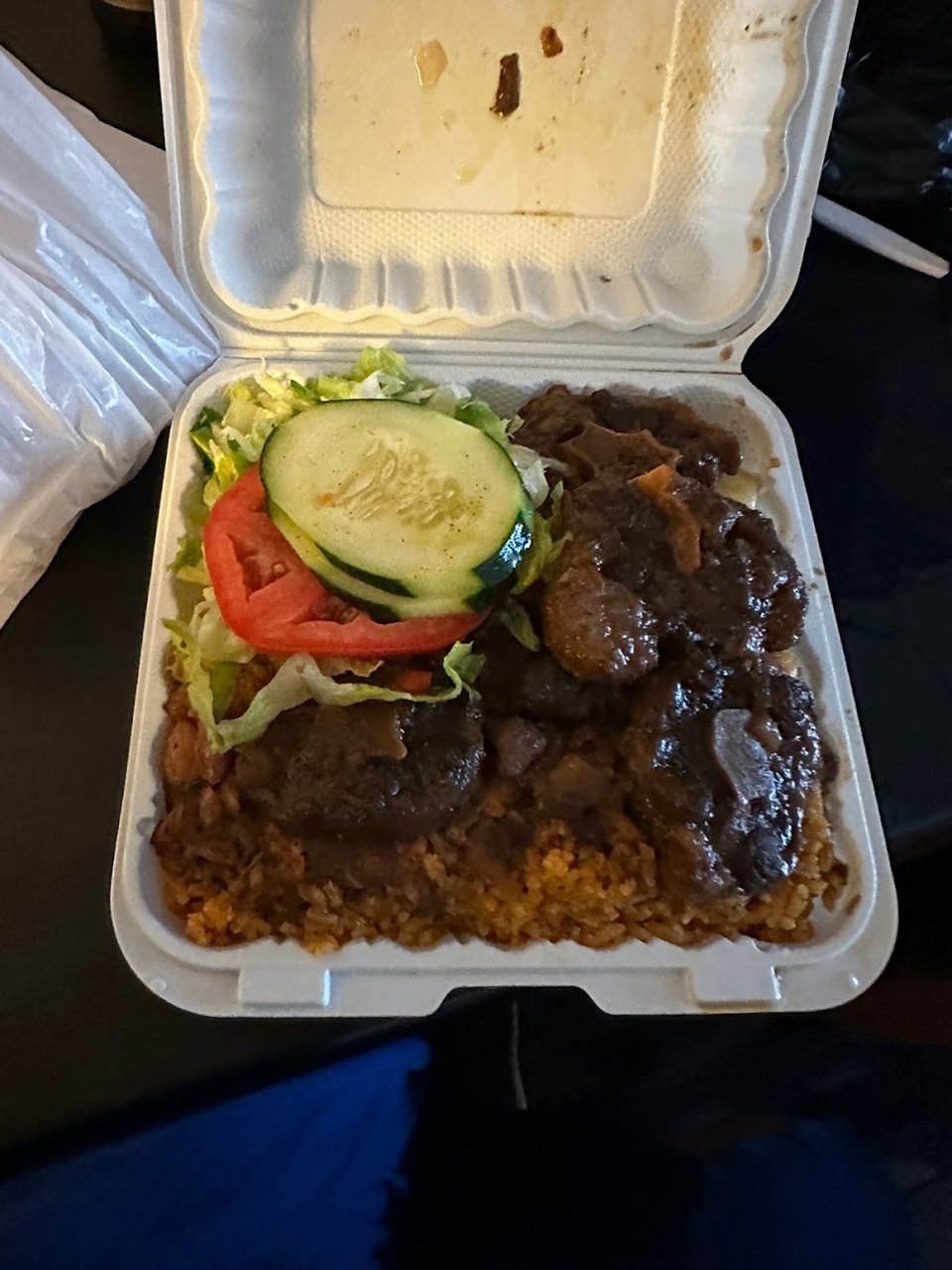 Beef Stew with Rice Beans and Salad